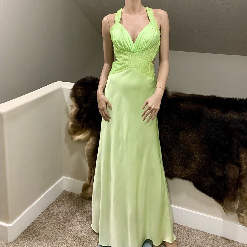 Sexy Shiny Satin Sequins Cross Back Halter Party Dress